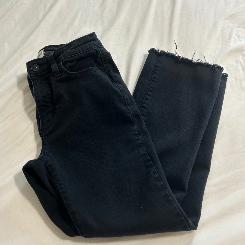 Universal Thread Womens Ankle Bootcut Jeans Black Raw Hem Size 2 26R